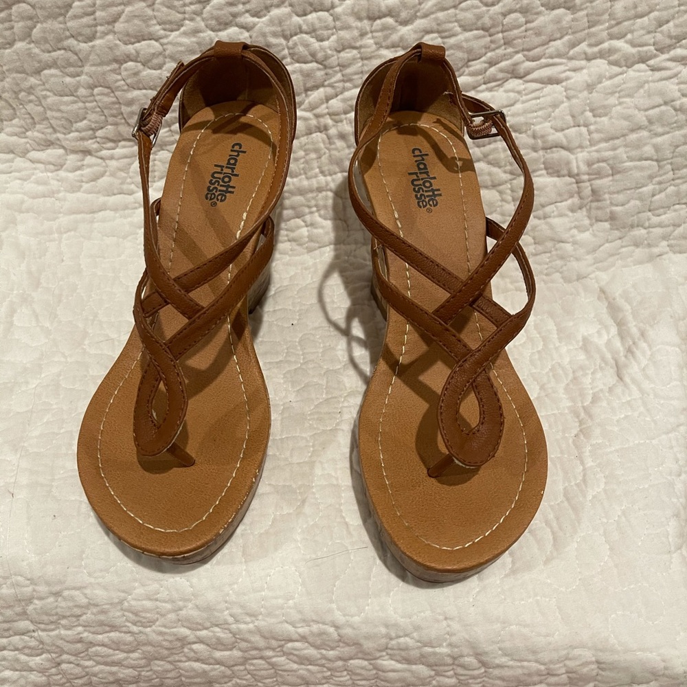Charlotte Russe Tan Wedge Sandals. Sz. 7